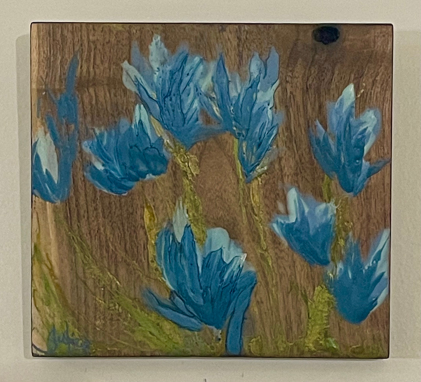 Breathless - Abstract Wax Painting on Walnut Wood