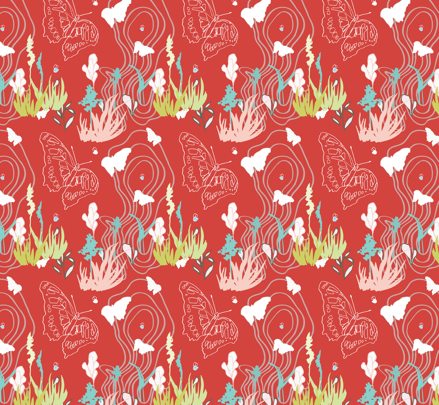 Wrapping Paper - Red Butterflies