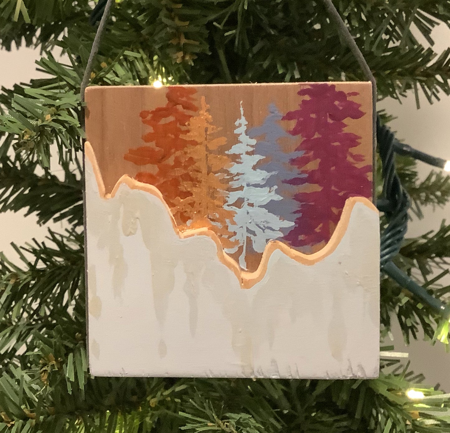 Colorburst Pine Wooden Christmas Ornament