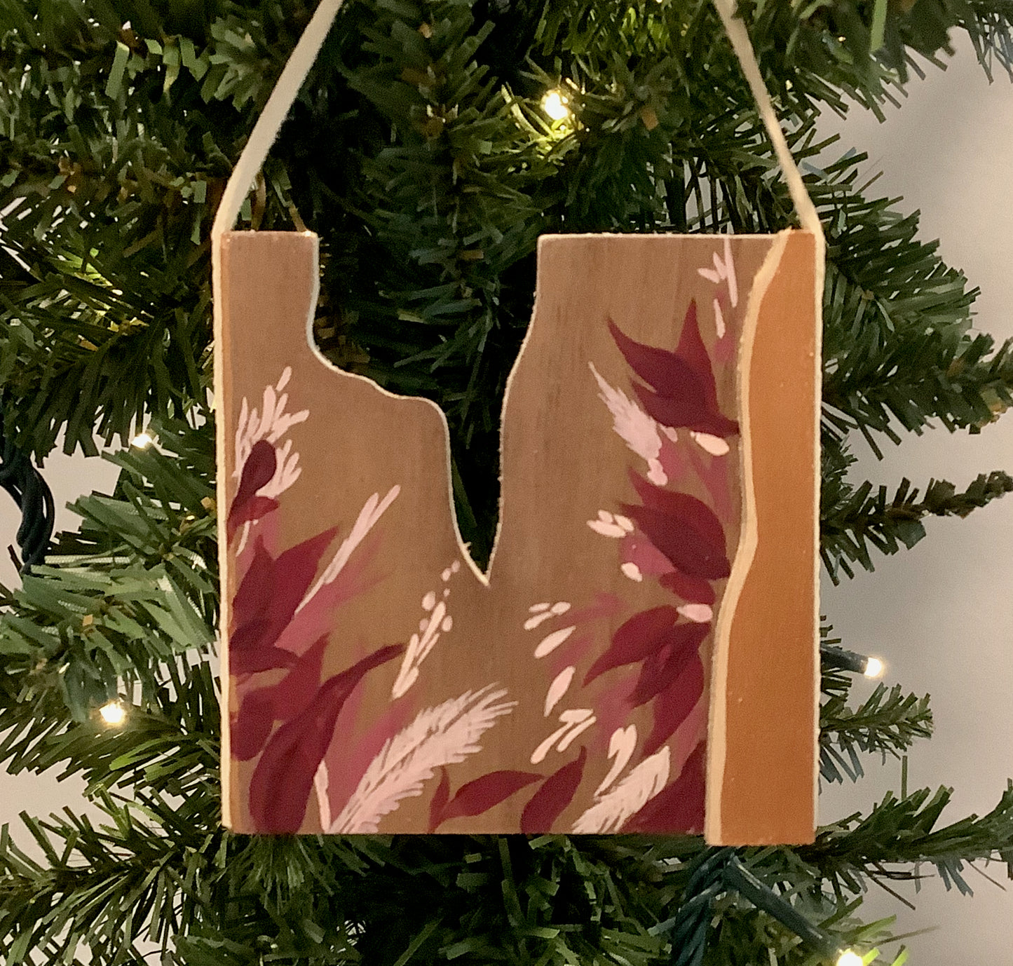 Cranberry Glow Wooden Christmas Ornament