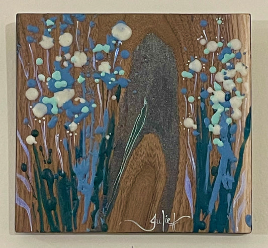 Secret Passage - Abstract Wax Painting on Walnut Wood