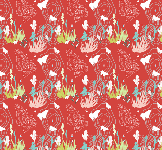 Wrapping Paper - Red Butterflies