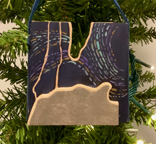 Blue Current Sky Wooden Christmas Ornament